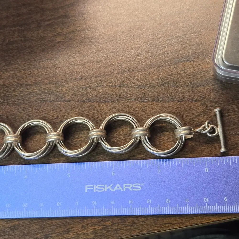 Silpada Multi-Circle Toggle Clasp Sterling Silver Bracelet (Style B1235)